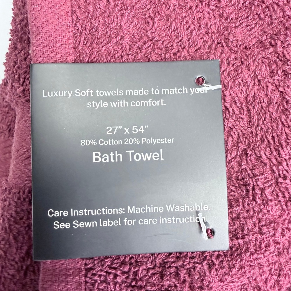 Spirit Linen Home Blissful Elite Collection Burgundy Bath Towels Set of 2 NEW